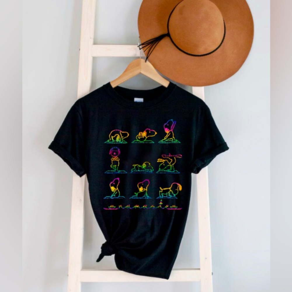 Snoopy yoga namaste holographic t-shirt unisex